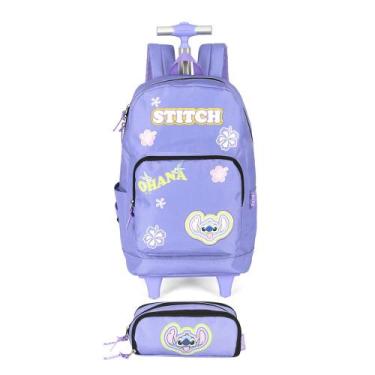 Imagem de Kit Mochila De Rodinhas 2 em 1 Estojo Escolar Stitch Disney - Luxcel, 