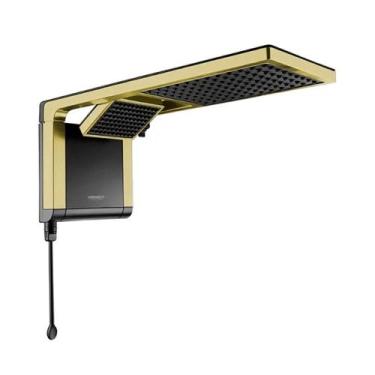 Imagem de Chuveiro Preto Matte Gold Eletronico Lorenzetti Acqua Duo 220/7800 - L