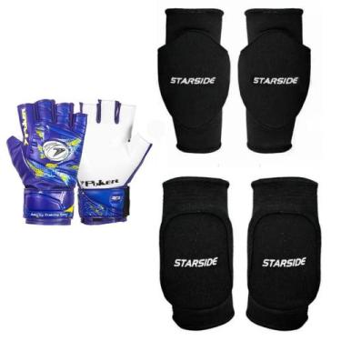 Imagem de Kit Goleiro Futsal Luva Poker Joelheira Cotoveleira Starside - Poker S