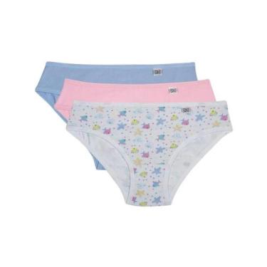 Imagem de Kit 3 Calcinha Delrio Infantil 51309 Branco Peixinho, G, Branco peixin