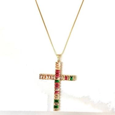 Imagem de Colar Cruz Móvel De Zirconia Folheado A Ouro - FAMA FOLHEADOS