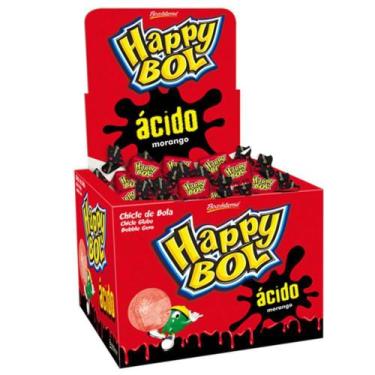 Imagem de Chiclete Happy Bol Ácido Morango c/46 - Boavistense
