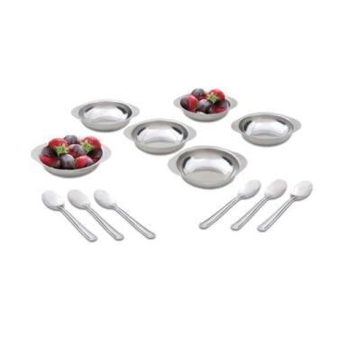 Imagem de Conjunto Sobremesa 12 Peças Jogo Potes Colher Inox Cozinha - Cartola M