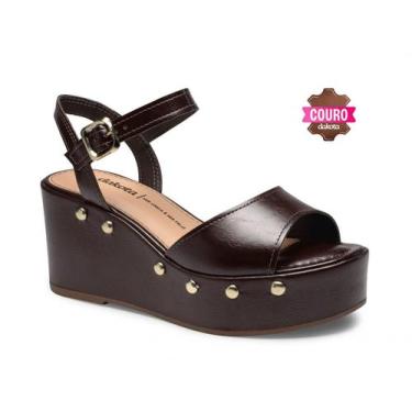 Imagem de Sandália Anabela Em Couro Dakota Y9542 Feminino, Marrom, 38