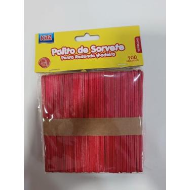 Imagem de Palito De Sorvete Vermelho Pontas Redondas Kaz - kazan, Vermelho