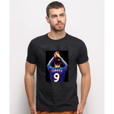 Imagem de Camiseta masculina Preta algodao Pop Art Torres Jogador Futebol arte