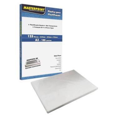 Imagem de Pouch Film Plástico para Plastificação A3 303x426mm 125 micras 0,05mm 