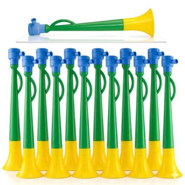 Imagem de Kit 12 Vuvuzelas Buzina Torcida Do Brasil N6 Para Copa Do Mundo 41 Cm 