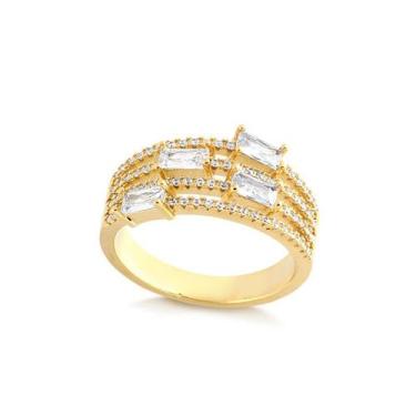 Imagem de Anel com zircõnias - ALBAA JOIAS, Dourado, Cristal, 16