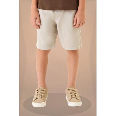Imagem de Bermuda Menino em Sarja Moletom com Elastano Onda Marinha, Creme, 14