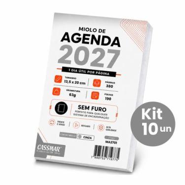 Imagem de Miolo de Agenda 2027 63g 13,5x20 cm Cinza Cassmar 10un
