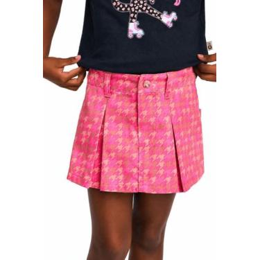 Imagem de Short Saia Infantil Menina Pied Oncinha Alphabeto Pink, 8, Pink