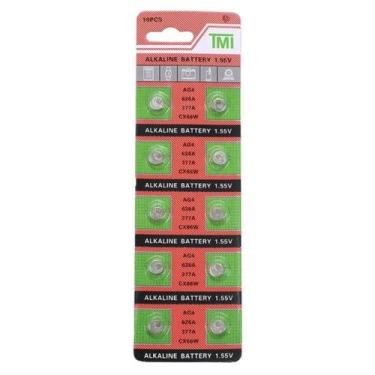 Imagem de Kit 10 Peças Bateria Alcalina 1.55V AG4 626A 377A CX66W - Dexin