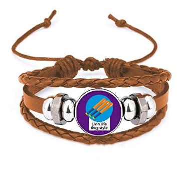 Imagem de un brand Pulseira de couro Hip Hop Music Life Pursues Self Bracelet com ornamento de joias