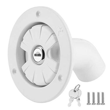 Imagem de KIMISS Entrada de água com gravidade bloqueável, filtro de enchimento de água doce com 2 chaves para trailer de barco + tampa de entrada de água para entrada de água, enchimento de água de trailer, peças de trailer para