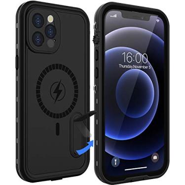 Imagem de Diverbox Capa à prova d'água projetada para iPhone 12 Pro Max com suporte, capa de telefone durável à prova de choque com protetor de tela embutido apenas para iPhone 12 Pro Max de 6,7 polegadas