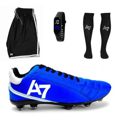 Imagem de Chuteira Campo A7 Resist Com Travas + Short + Meião + Digital Preto