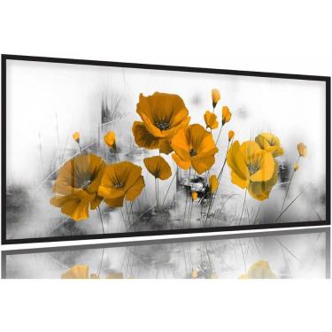 Imagem de Quadro Decorativo Flores Laranja 130x60 Moldura Preta 2x2