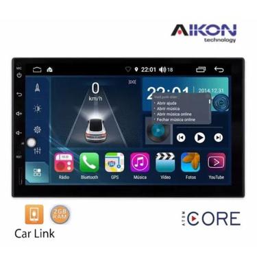 Imagem de Multimídia Universal Tela 7`` Atom Core CarPlay+ Android Auto Gps Câmera de ré Sem TV 2GB Aikon