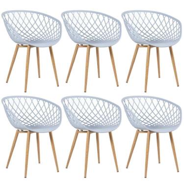Imagem de Kit - 6 X Cadeiras Clarice Nest Com Apoio De Braços - Sidera - Cinza