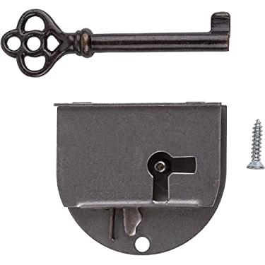 Imagem de Cadeado redondo de meia morte com chave de esqueleto para portas de armário de mão esquerda | G-20L