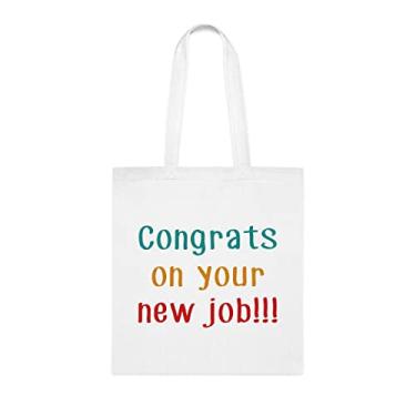 Imagem de Nova sacola de trabalho, parabéns pelo seu novo trabalho, novo , presente para novo trabalho, novo saco de ombro de trabalho, novo trabalho, novas bolsas reutilizáveis, ideia de presente de cesta de Natal de aniversário, Branco
