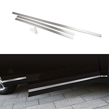 Imagem de 6 peças de aço inoxidável tampa lateral soleira da porta protetor de guarnições para todos os novos Cayenne 2019 2020 2021 - prata