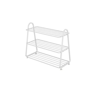 Imagem de prateleira de sapatos 3-camadas sapato rack de piso sapato de sapato de sapato de ferro forjado rack de armazenamento entrada sala de estar quarto corredor organizador de armazenamento de sapato Sapat