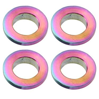 Imagem de VGEBY Junta de bicicleta, 4 peças de alta resistência, sem ferrugem, compacta, leve, convexa, arruela, espaçador, espaçador, junta de empilhadeira para bicicleta (colorida), bicicleta e suprimentos de reposição