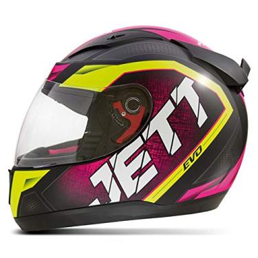 Imagem de CAPACETE FECHADO PRO TORK JETT EVO LINE BRILHANTE ROSA - AMARELO TAM. 56