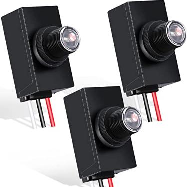 Imagem de Sensor Ac Crepúsculo ao Amanhecer de 120v para iluminação externa Interruptor fotoelétrico Sensor de luz fotocélula com fio rígido Controle de luz pós-olho A maioria das luminárias ao ar livre, 3 peças