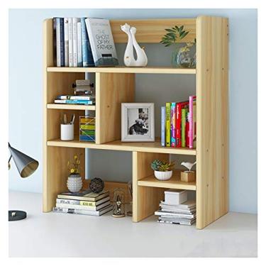 Imagem de KIZQYN Estante de 3 níveis Estante Organizador de Mesa Rack de Armazenamento de Escritório Multiuso Estante de Mesa para Escritório Cozinha Estante (Cor: Natural, Tamanho: L 23,6 polegadas)