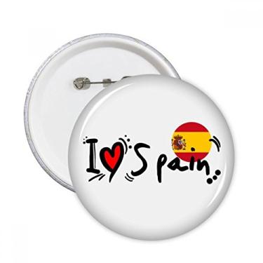 Imagem de Ilustração de coração de amor com a palavra I Love Spain Broche redondo Emblema de botão Decoração 5 peças