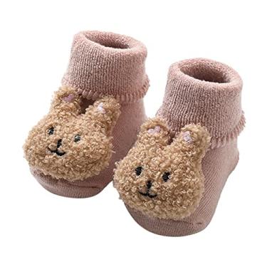 Imagem de Sapatos quentes de inverno para bebês em formato de urso fofo sapatos de bebê com sola macia para bebês, rosa, 0-6 meses
