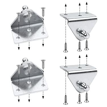 Imagem de OTUYAYUTO YAQLS05 Suporte de montagem de pinos esféricos de 10 mm angulares em forma de L para suporte de elevação, amortecedores, suporte de mola, branco, conjunto de 4