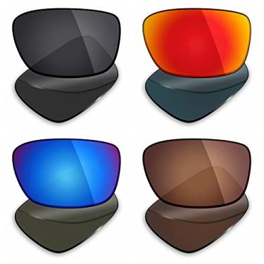 Imagem de 4 pares de lentes polarizadas de substituição Mryok para óculos de sol Oakley Drop Point – Stealth preto/vermelho fogo/azul gelo/marrom bronze