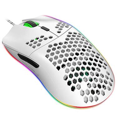 Imagem de Zwbfu Mouse Para Jogos , Mouse Para Jogos com Fio USB J900 Rgb com Seis Dpi Ajustáveis, Design Ergonômico Compatível com Laptop Desktop Branco Branco