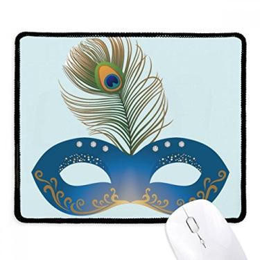 Imagem de Mouse pad Feather Blue Head Happy Carnival of Venice Tapete de borracha para jogos