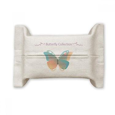 Imagem de Bolsa de linho de algodão para lenços faciais Coleção Borboleta Rosa e Azul