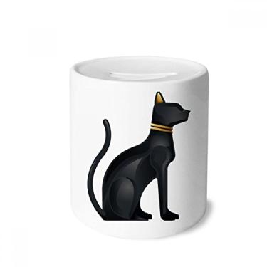 Imagem de DIYthinker Porta-moedas de cerâmica com estampa abstrata de gato preto do antigo Egito