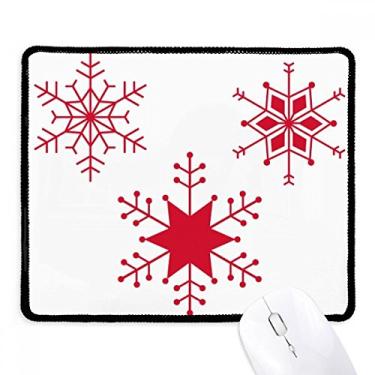 Imagem de Mousepad de Natal e flocos de neve, vermelho, borda costurada, tapete de borracha para jogos