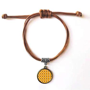 Imagem de DIYthinker Pulseira laranja Happy Fear Halloween pulseira couro corda escondida presente joia marrom
