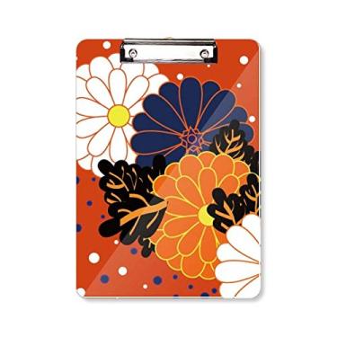 Imagem de Decoração colorida de plantas florais, crisântemo, pasta de prancheta para escrita A4