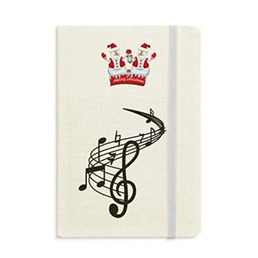 Imagem de Caderno de anotações musicais vermelhas, formato redondo, boneco de neve, capa dura grossa