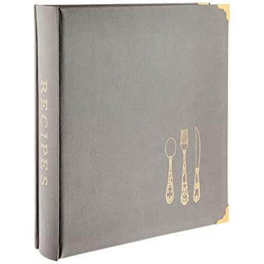Imagem de C.R. Gibson Caderno de receitas forrado de couro sintético cinza, 28 x 30 cm