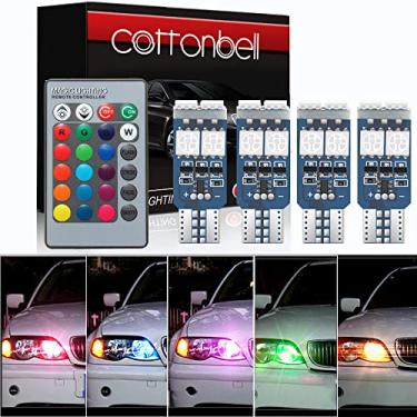 Imagem de Lâmpada LED 194 W5W 168 RGB T10 com controle remoto para ambientes internos de carro/mapa/cúpula/porta/placa de licença luzes cortesia pacote com 4