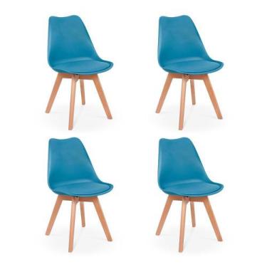 Imagem de Conjunto 04 Cadeiras Eames Wood Leda Design - Turquesa - Império Brazi