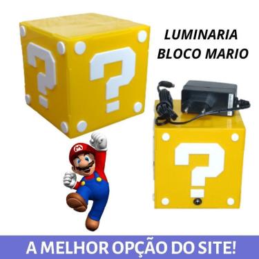Imagem de Luminária Abajur Super Mario Cubo Bloco Interrogação