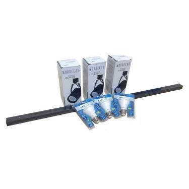 Imagem de Kit Trilho Eletrificado 1M 3 Spot + 3 Lampadas Par20 3000K