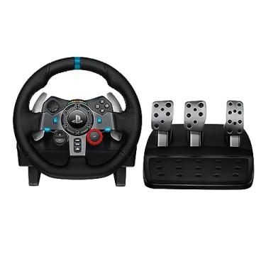 Imagem de Logitech G Volante de corrida e pedais de chão 29 Driving Force, feedback de força real, câmbio de aço inoxidável, capa de volante de couro para PS5, PS4, PC, Mac - Preto